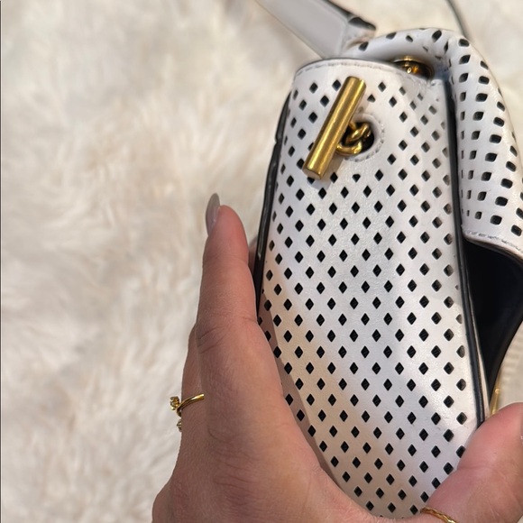 Sandro Chic Cream/White Perforated Crossbody Bag - Picture 5 of 14